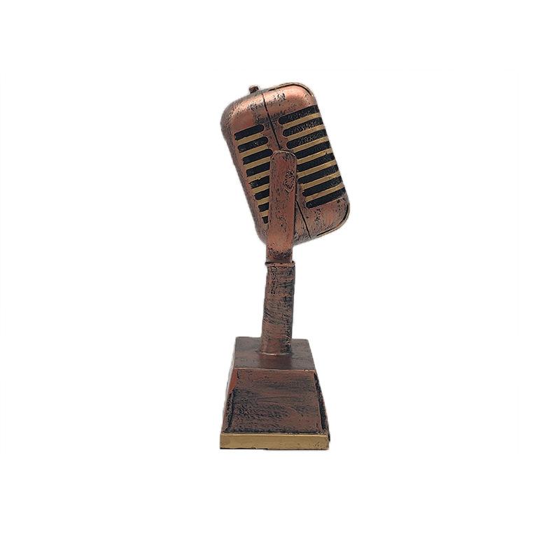 Microphone Trophy Ornaments Resin Crafts Private Competition Music Trophy Gifts for Customers KTV Ornaments