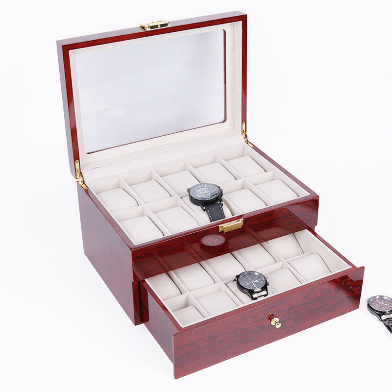 Wooden box box rectangular watch box with lock necklace box suitable for colleagues, relatives, friends and classmates