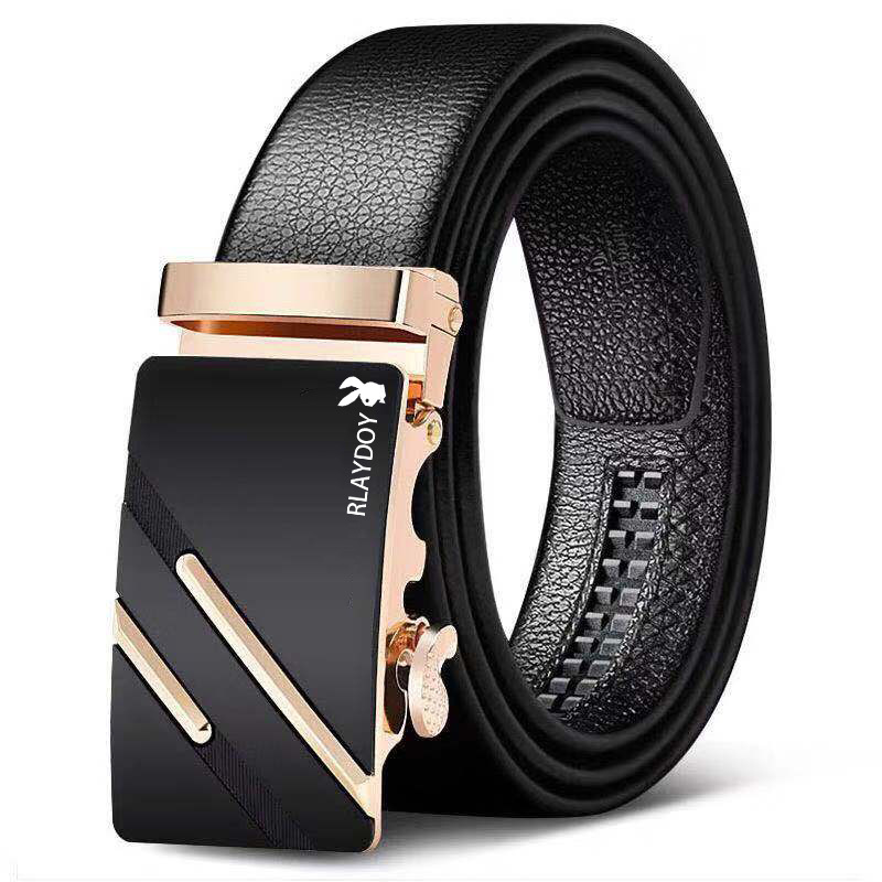 Childe Men's Belt Litchi Pattern Belt Casual Youth Automatic Buckle Suit Pants Belt All-match Automatic Buckle Belt