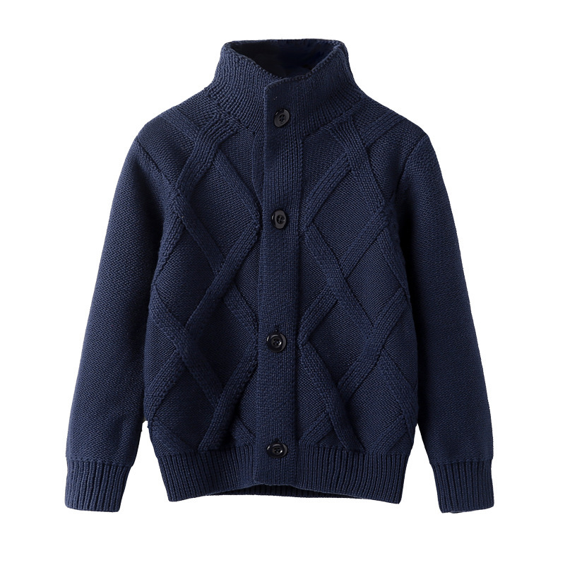 Children's sweater coat autumn and winter 2-11 years old baby sweater warm guest children's wool high collar cardigan a generation of hair