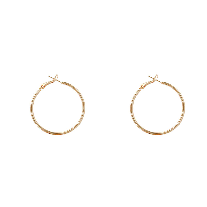European and American Exaggerated Atmosphere Plain Ring Earrings Women's ins Cold Style All-match Metal Ear Ring 925 Silver Needle Internet Celebrity Ear Jewelry