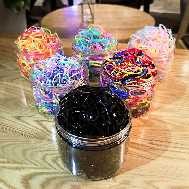 Children disposable rubber band boxed black color rubber band jelly color hair rope small leather hair rope jewelry wholesale