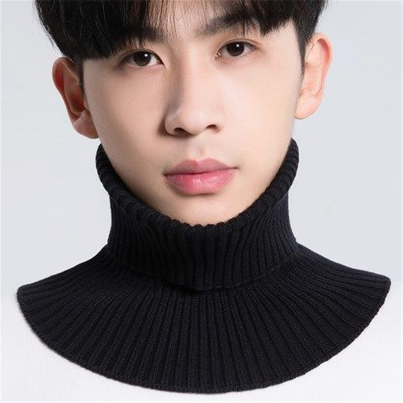 New Style Scarf Men's Pullover Autumn and Winter Warm Cervical Neck Protector Collar Versatile Decorative Fake Collar Knitted Fashion Wool