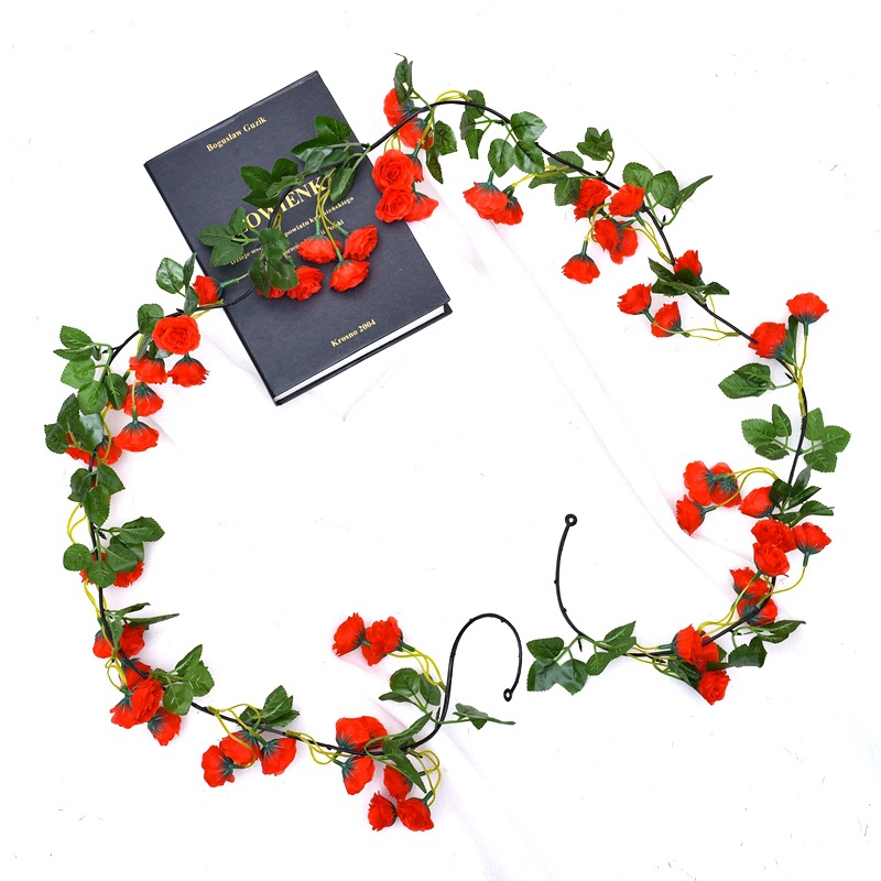 Fake Flower Simulation Rose Living Room Air-conditioning Pipe Ceiling Decoration Plastic Silk Flower Rattan Shelter Interior Decoration