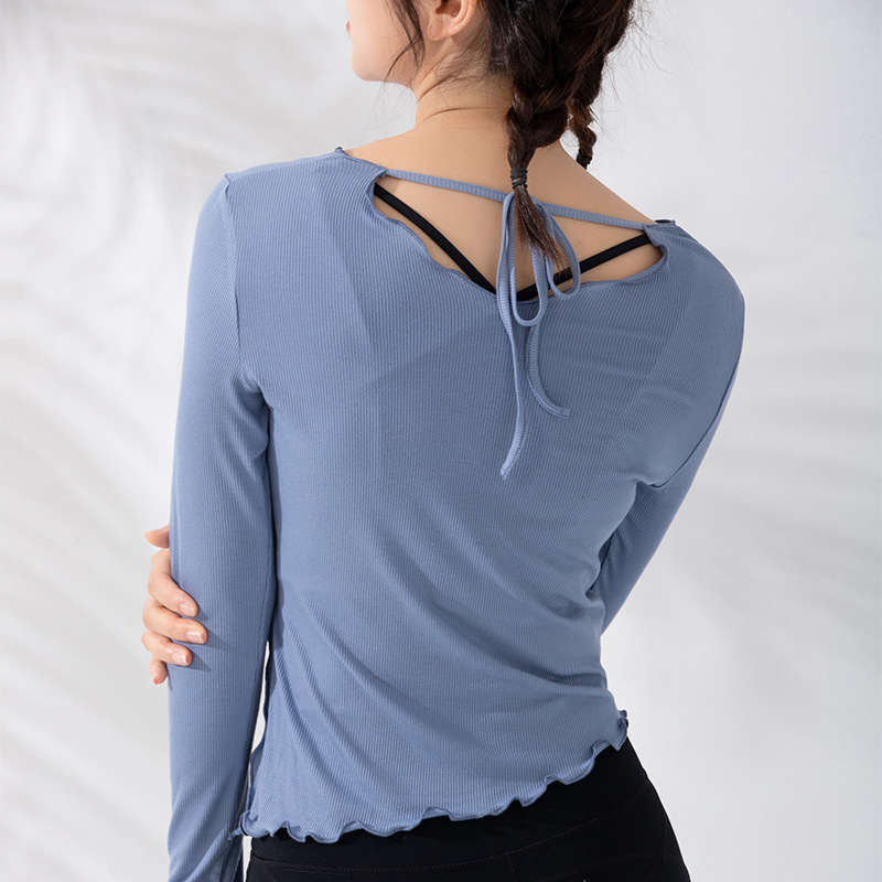 ヨガ服女性長袖ガードル秋冬タイプのフィットネス服ランニングシャツ上着運動長袖tシャツ|undefined