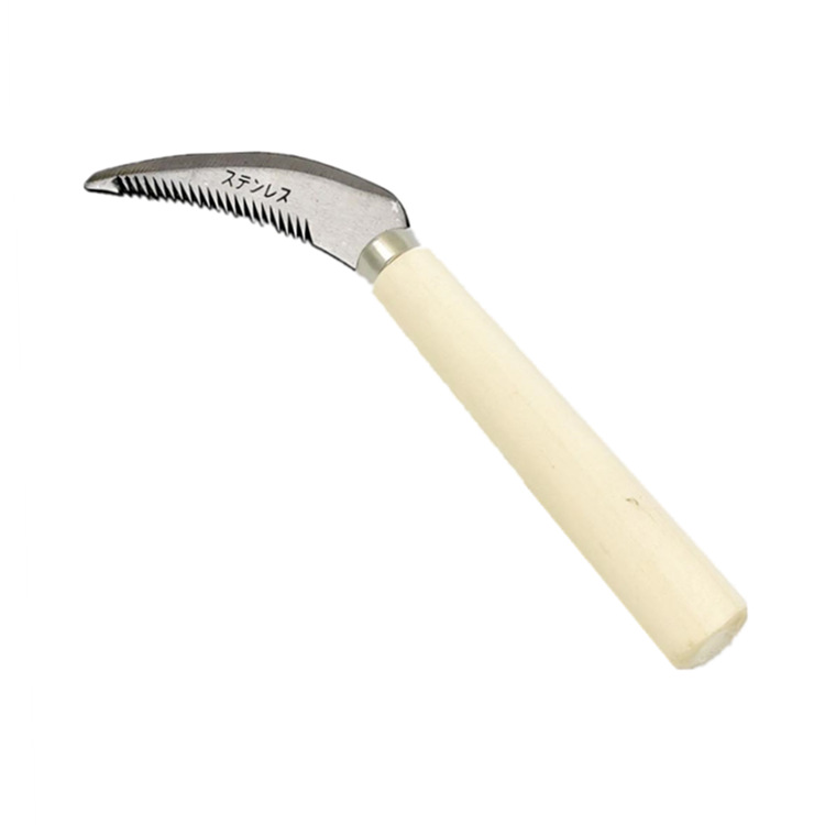 Small island tool stainless steel double blade weeding sickle wooden handle light mouth small shovel sickle Crescent type agricultural weeding tool