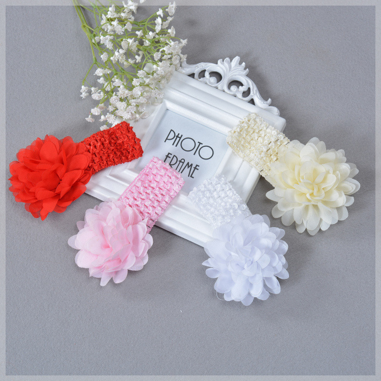 FD11 Baby Korean Style Hair Band Hair Accessories Red Pink White Beige Purple Chiffon Flower Hair Band Stingy Band Headwear