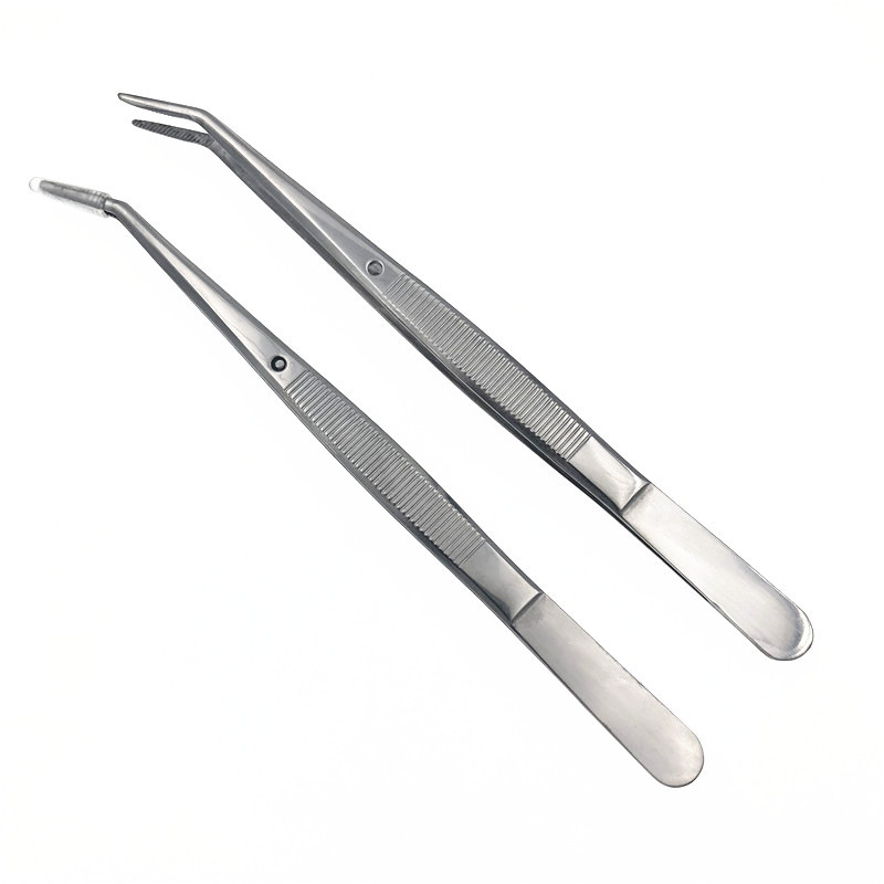 Spot Dental Clip Stainless Steel Tweezers Oral Clip Elbow Toothed Non-Slip Tweezers Dental Tools
