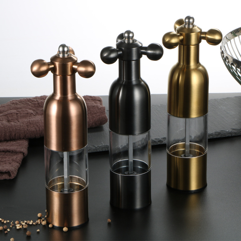 Factory 304 Stainless Steel Pepper Mill Pepper Mill Faucet Black Pepper Mill Manual Salt Mill Seasoning Bottle