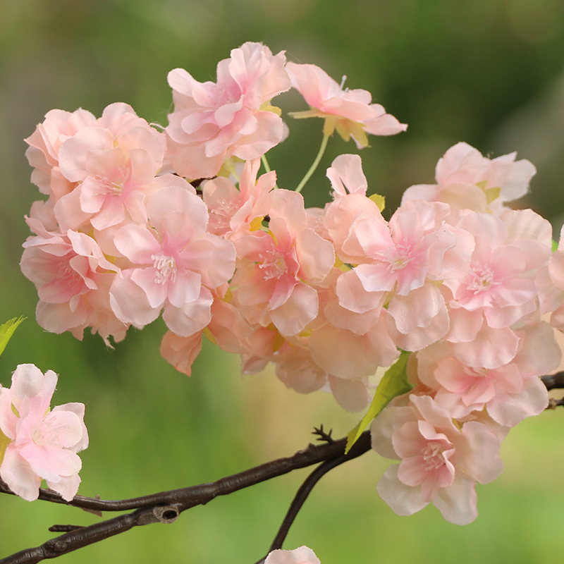 Simulation cherry blossom branch wedding cherry tree pear blossom peach blossom branch plastic decorative flower silk flower living room fake flower factory wholesale