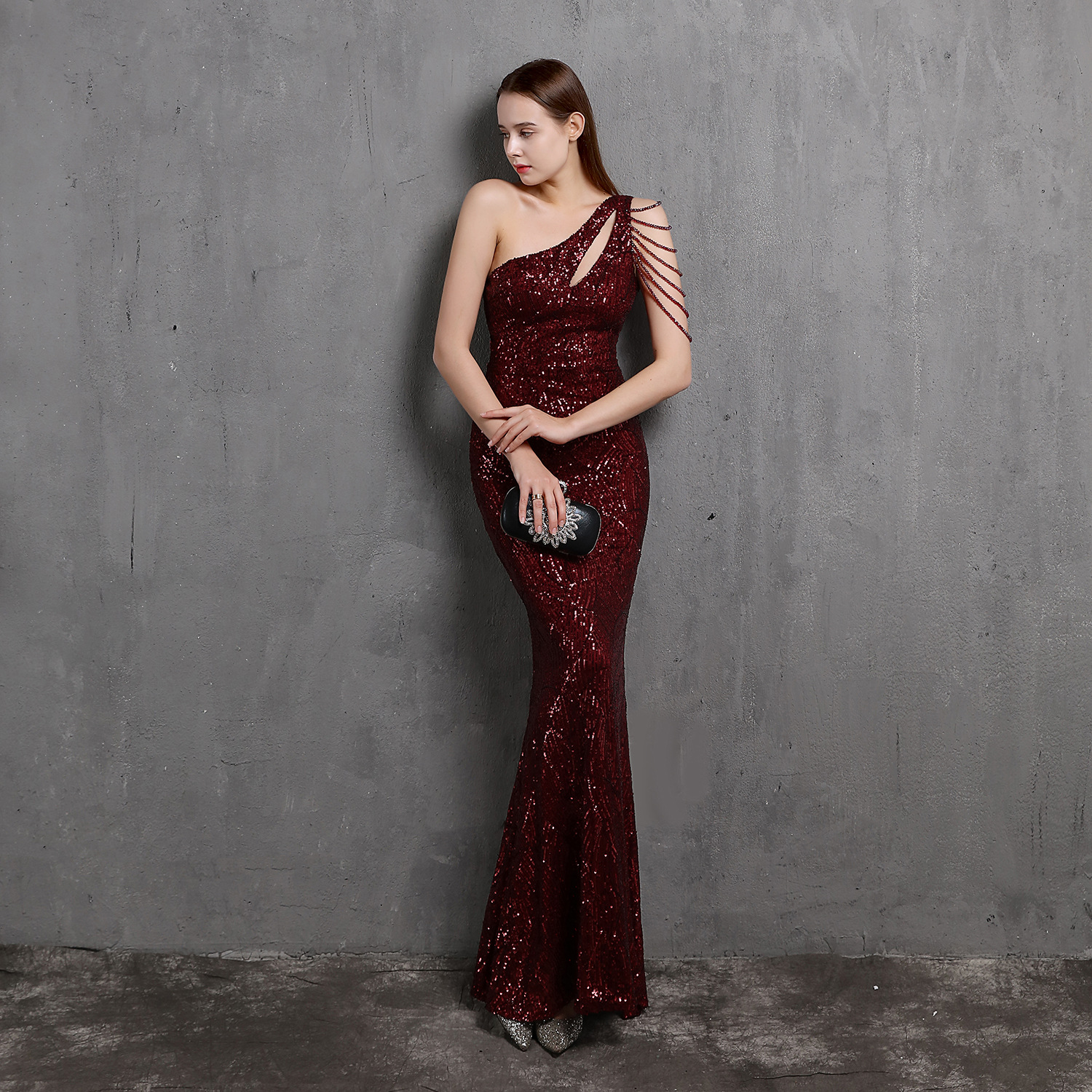 18519# Dress Fairy Style Fantasy Celebrity Party Evening Dress Sexy Long Slimming Toasting Dress Bride