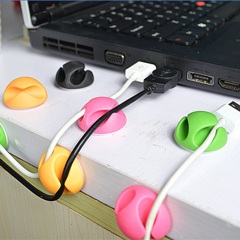 Cross-border hot-selling desktop wire organizer round small double hole TPR cable data cable simple storage finishing Winder