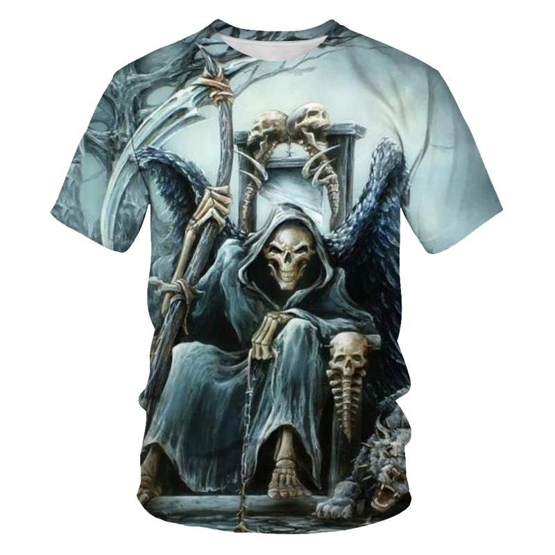 Summer new fashion skeleton men's T-shirt 3D digital printing short sleeve Factory Direct