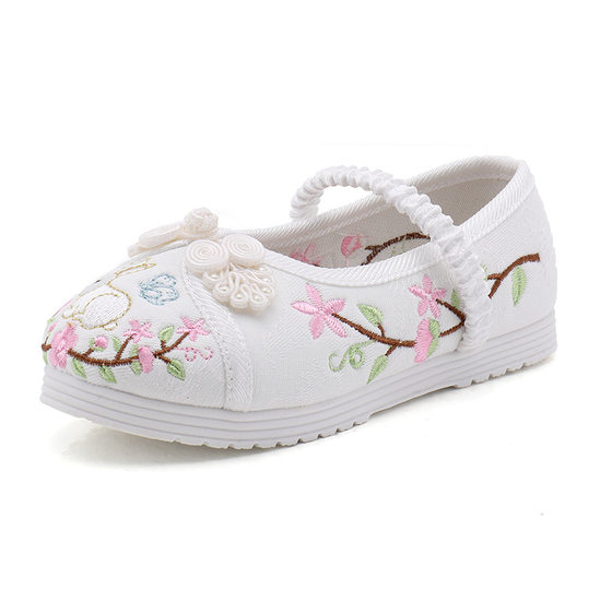 New children's ancient style hanfu shoes Chinese style girls' embroidered shoes students ethnic style old Beijing cloth shoes performance shoes