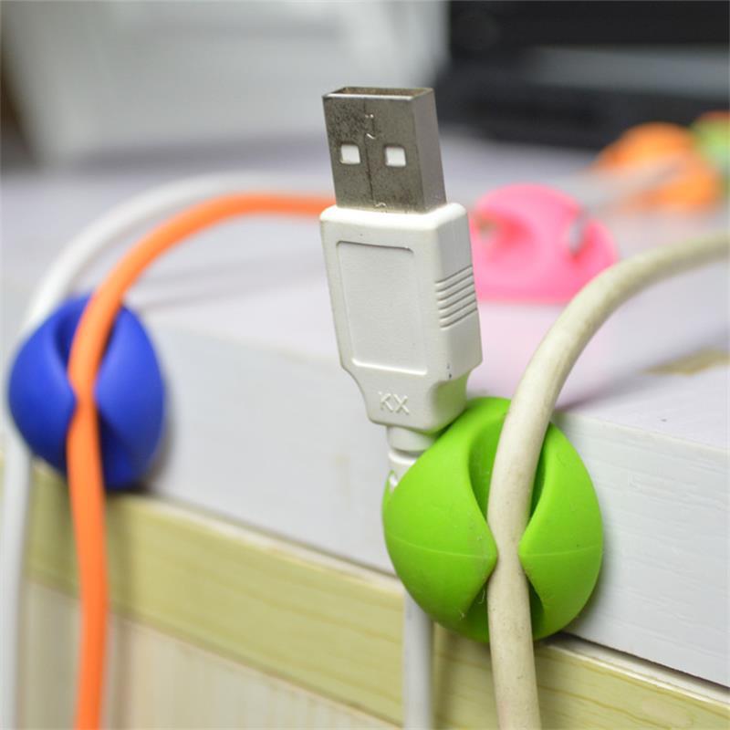 Cross-border hot-selling desktop wire organizer round small double hole TPR cable data cable simple storage finishing Winder
