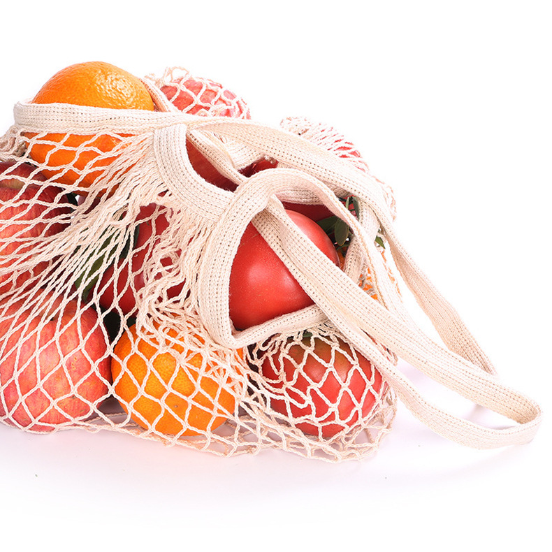 Amazon Hot Sale Pure Cotton Mesh Bag Portable Cotton Bag Cotton Mesh Bag Supermarket Vegetable Fruit Net Pocket Shopping Bag