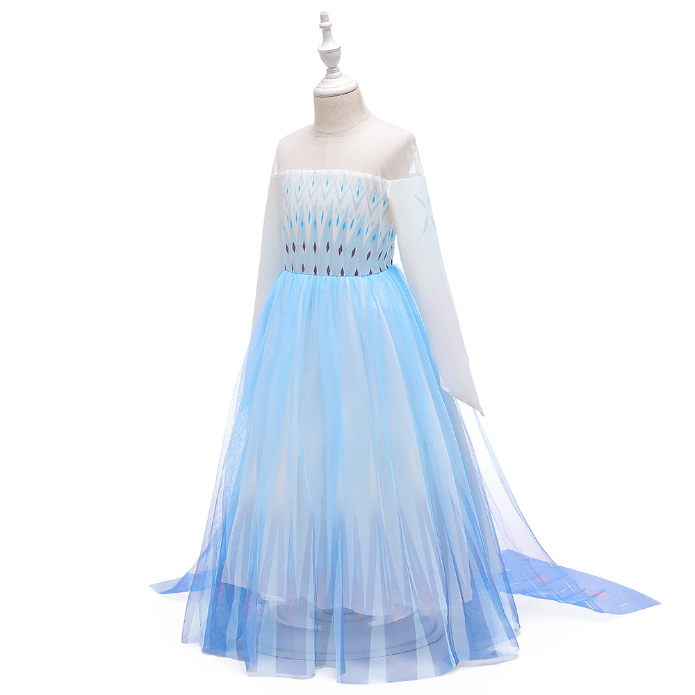 Princess Aisha Mesh Puff Dress Gradient Trailing Girl's Dress Frozen 2 Sequins Dress Performance Dress