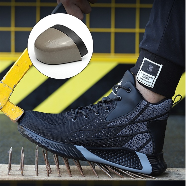 Safety protective shoes men's anti-smashing anti-piercing flying woven Four Seasons high-top wear-resistant breathable comfortable lightweight protective shoes