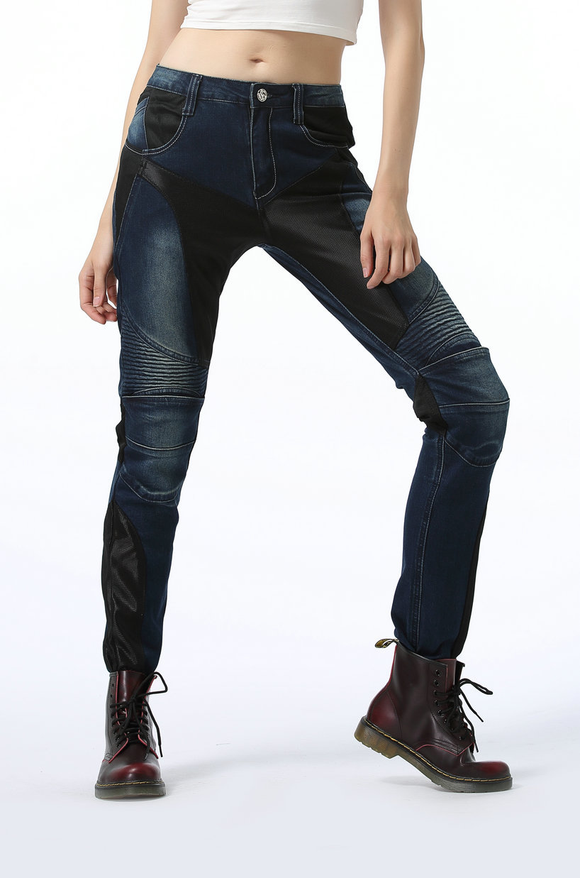 LOONG BIKER summer mesh breathable motorcycle elastic anti-fall cycling pants motorcycle jeans women