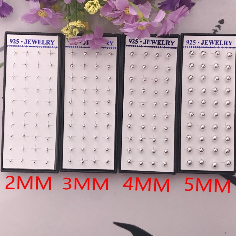Jewelry Hot Sale Smooth Surface Earrings Boxed Alloy Gold Plated Silver Small Bean Gloss Ball Earrings Earrings