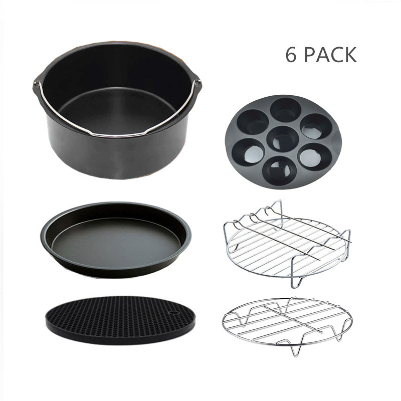 air fryer cross-border household air fryer accessories cake basket pizza tray 7 hole bread mold 6 piece set 7in
