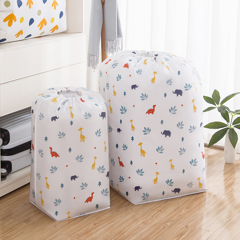 Cylinder Quilt Storage Bag PEVA Home Dustproof Quilt Bag Beam Drawstring Waterproof and Moisture-proof Finishing Storage Bag