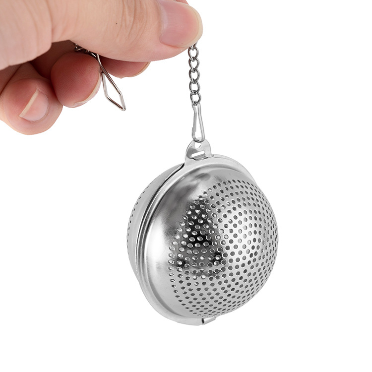 Modern Simple 304 Stainless Steel Tea Ball Round Chain Tea Drain Set Office Round Spherical Tea Filter Spot