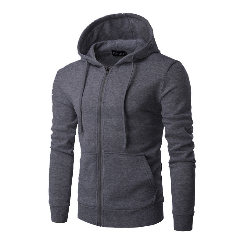 2023 Autumn Foreign Trade Cardigan Hooded Sweater Casual All-match Solid Color Casual Sweater Men's Cardigan Sweater