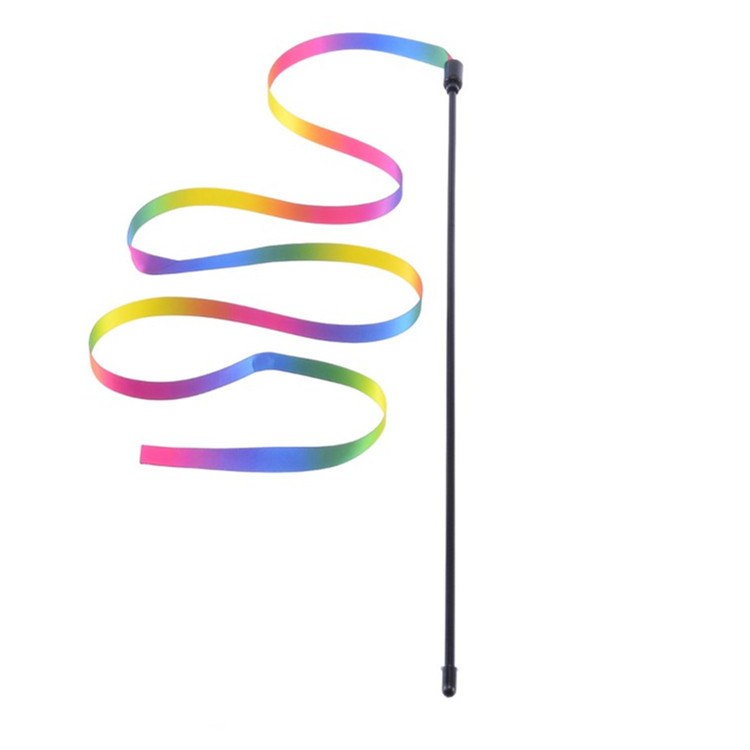 Double-sided Rainbow Ribbon Cat Tease Cross-border Rainbow Ribbon Cat Toy Cat Tease Dog Internet Celebrity Cat Tease Stick Toy