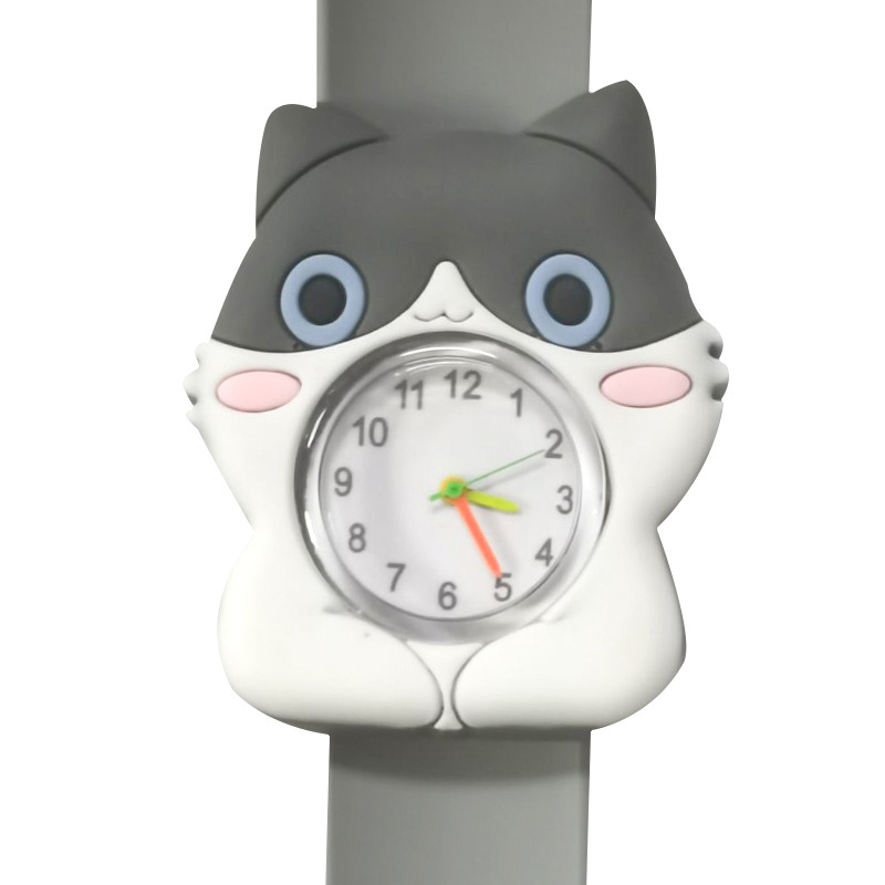 Children's watch cartoon racket watch kindergarten primary school student silicone toy snap ring cartoon pig page electronic watch