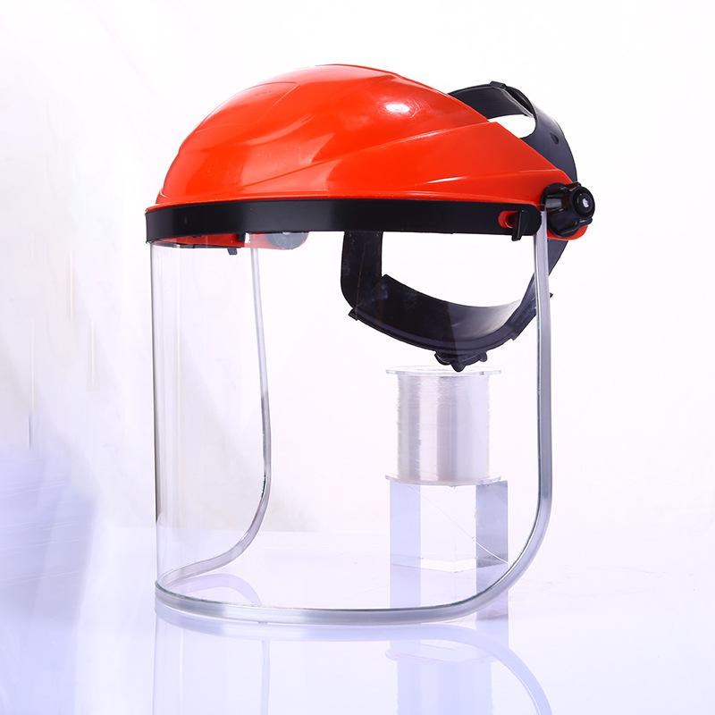 Old type labor protection PVC transparent mowing cap aluminum edging mask head-mounted pc protective helmet construction safety helmet