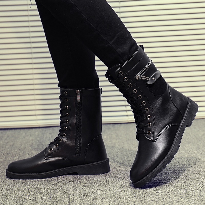 Martin boots men's high-top British style Korean style fashionable all-matching work boots fashionable boots autumn men's Knight boots mid-calf