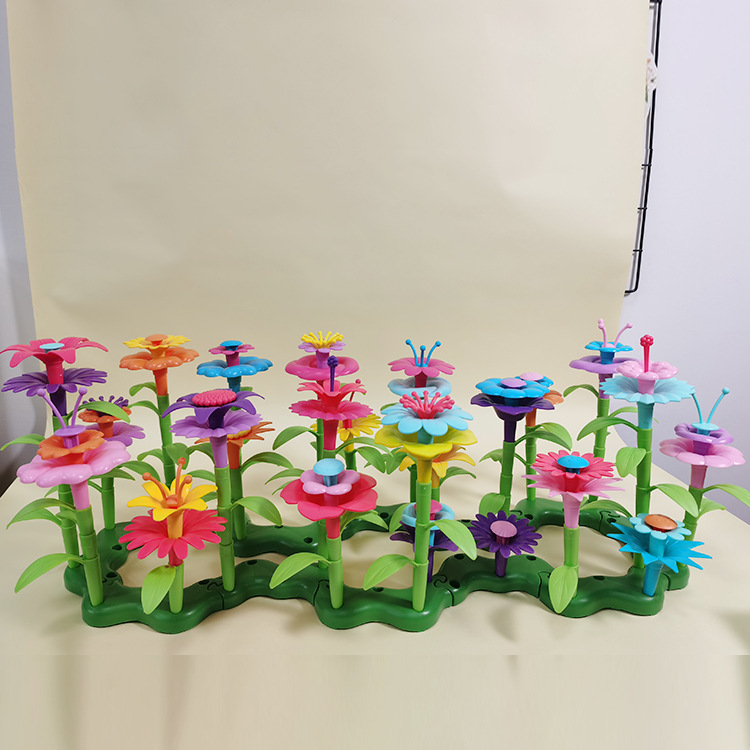 Kids' Flower Arranging Toy, Children's DIY Interlocking Toy for Girls, Garden World, Brain-Teasing House Party, Durable and Versatile