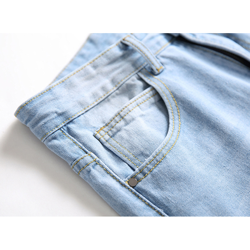 Cross-Border Men's new ripped JEANS men's foreign trade loose Denim trousers European and American Popular straight JEANS