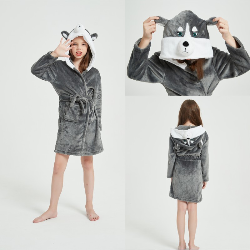New Galaxy Star Tianma Children's Flannel Nightgown Bronzing Color Gold Cartoon Animal Home Clothes Foreign Trade Edition