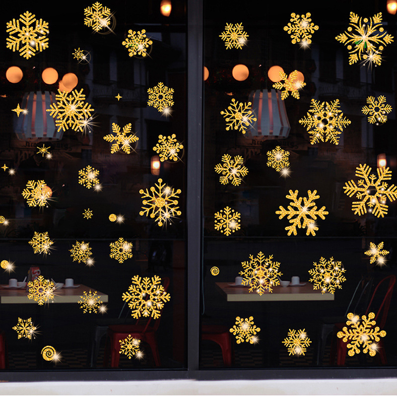 メーカー直販クリスマス窓貼りキラキラピンク雪静電気ガラス貼り絵飾り壁貼りクリスマスシール|undefined