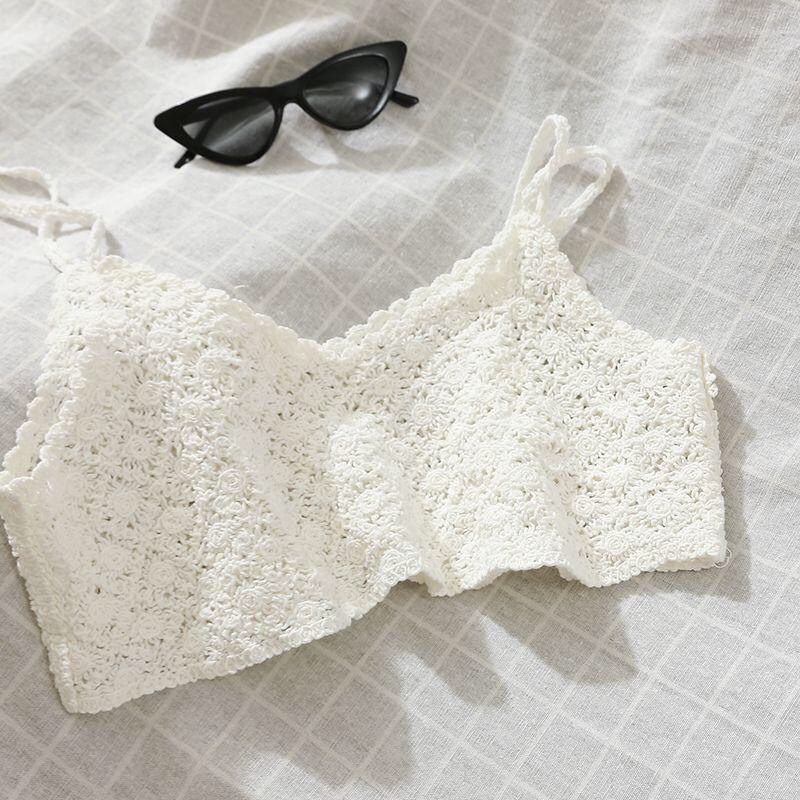Fresh Korean-style Loose Knitted ins Trendy All-match Artistic Retro Hollow Crochet Top Camisole Vest