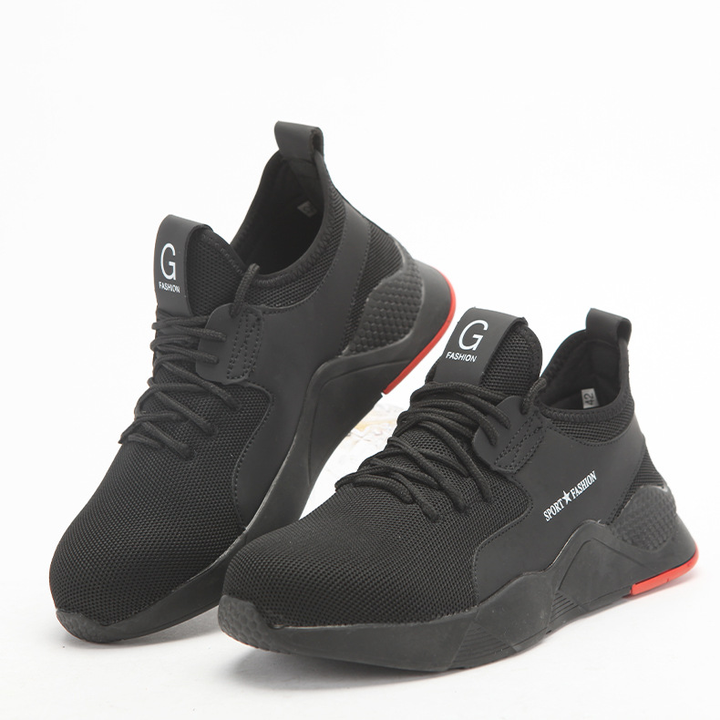Spring Breathable wear-resistant puncture-proof protective shoes lightweight Flyknit work protection sneaker