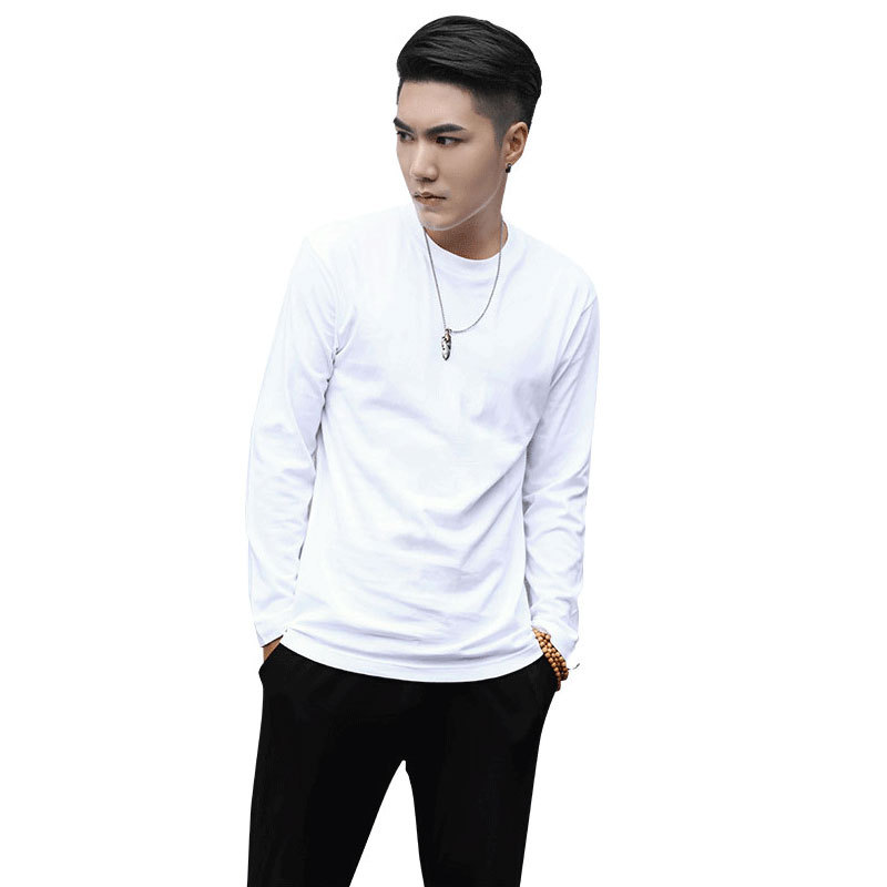 230g high texture Japanese style heavy non-transparent pure cotton solid color round neck cotton long sleeve T-shirt men's and women's blank shirt wholesale