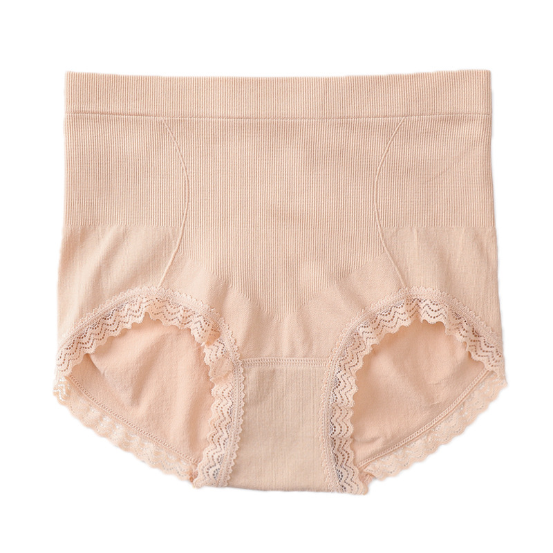 Large size high waist belly lace graphene antibacterial underwear girls seamless hip cotton crotch boxer pants women