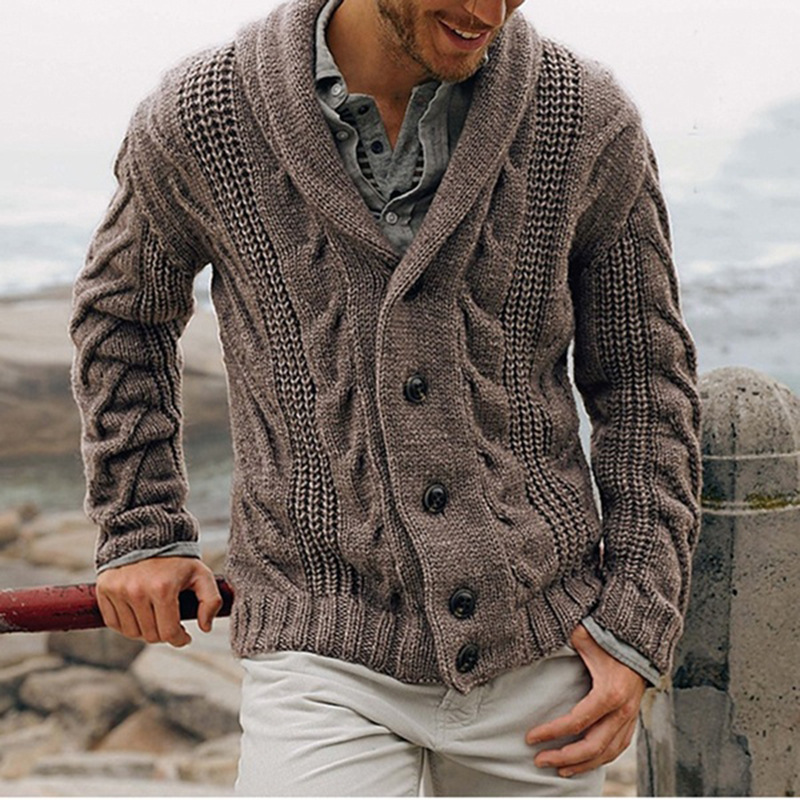 Foreign trade new knitted cardigan men's single-breasted loose Amazon plus size thick needle sweater men's spring and autumn wear