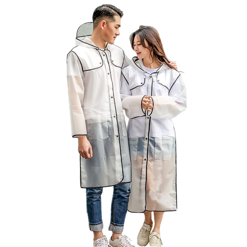 Children's raincoat long big children's poncho hiking adult transparent EVA raincoat with schoolbag position factory customization