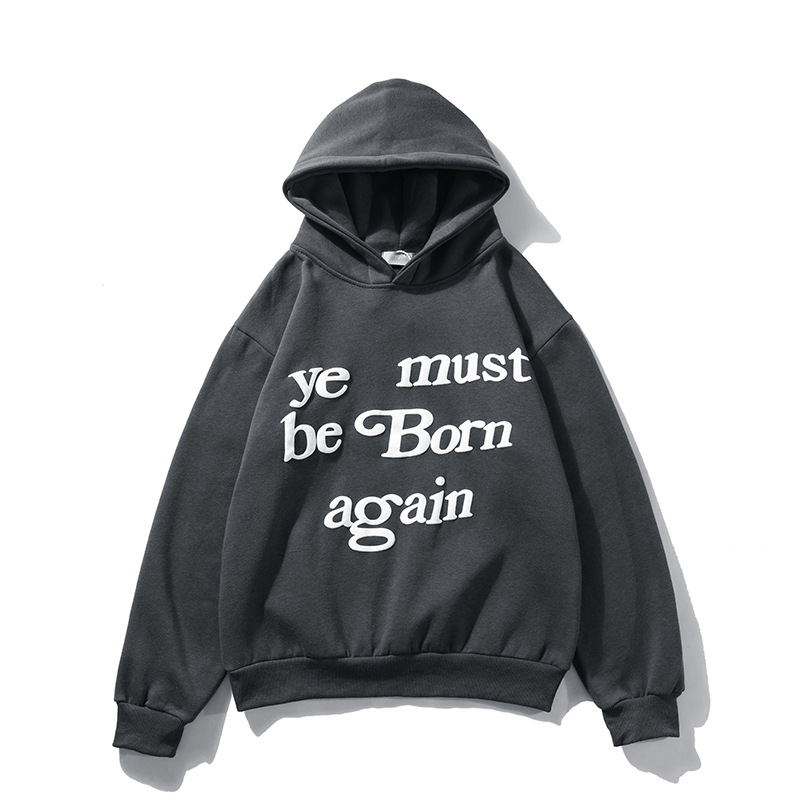 Cross-border foreign single source of European and American fashion brand with letters foam printing men's and women's plus velvet set hooded sweater