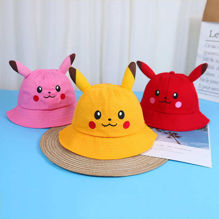 Children's Hat Cartoon Thin Fisherman Hat for Boys and Girls Baby Sunshade Spring and Autumn Cute Pikachu Basin Hat DH207610