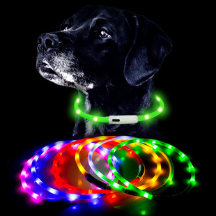 Spot silicone dog collar LED pet luminous collar buckle USB charging dog collar manufacturers direct wholesale