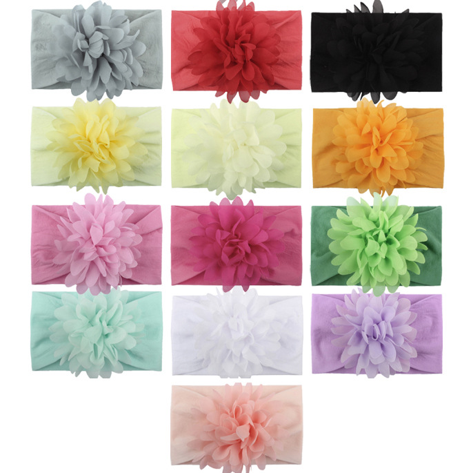 ins New European and American Spring Thin Baby Nylon Chiffon Flower Headscarf Children's Hair Band Hair Accessories Baby Hair Band
