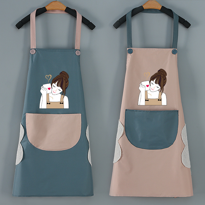 圍裙廚房家用廠家批發防水防油擦手女工作服廣告logo可愛時尚圍裙