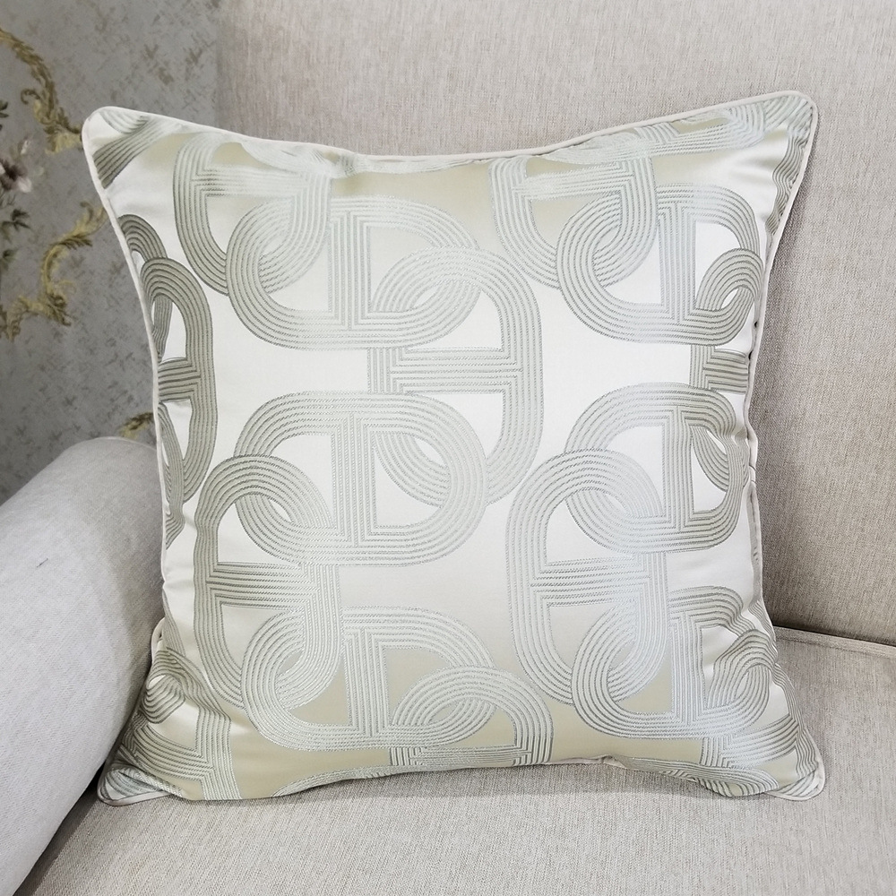 Simple modern geometric jacquard pillow hotel villa model room 45x 45cm exhibition hall sofa decorative cushion cover
