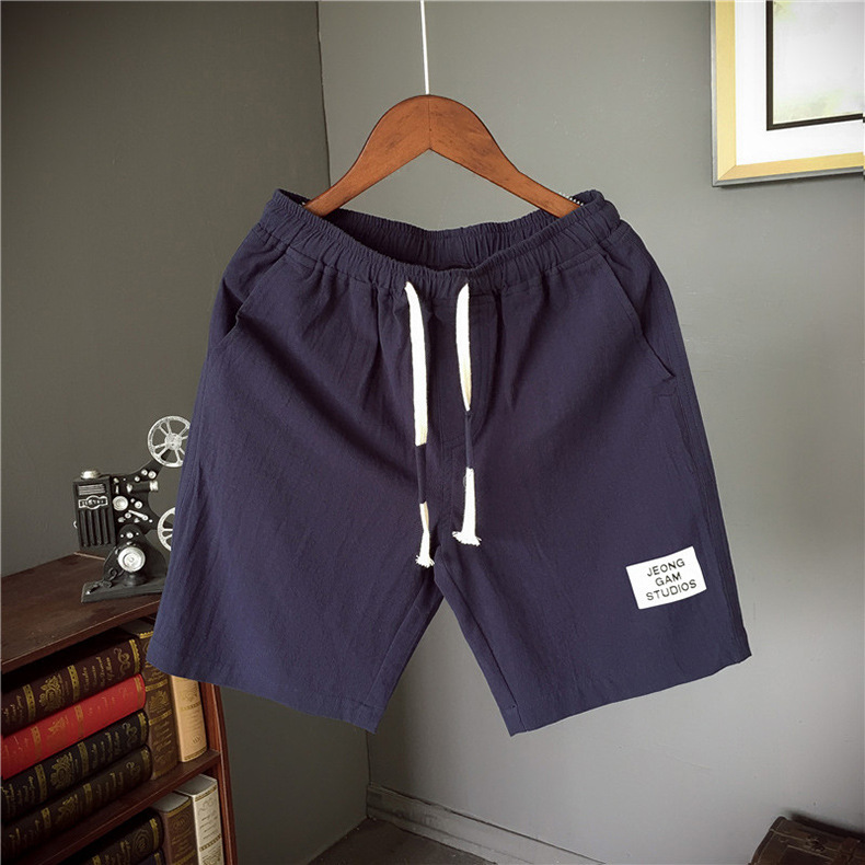 Pants men's cotton and linen cropped pants men's summer sports beach shorts casual pants linen shorts plus size