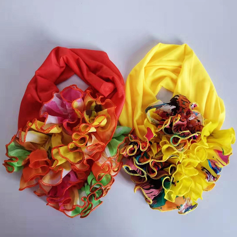 Scarf Women's Korean-style All-match Scarf Neck Protecting Headdress Fashion Collar Spring and Autumn Creative Flower Stitching Varied Silk Scarf